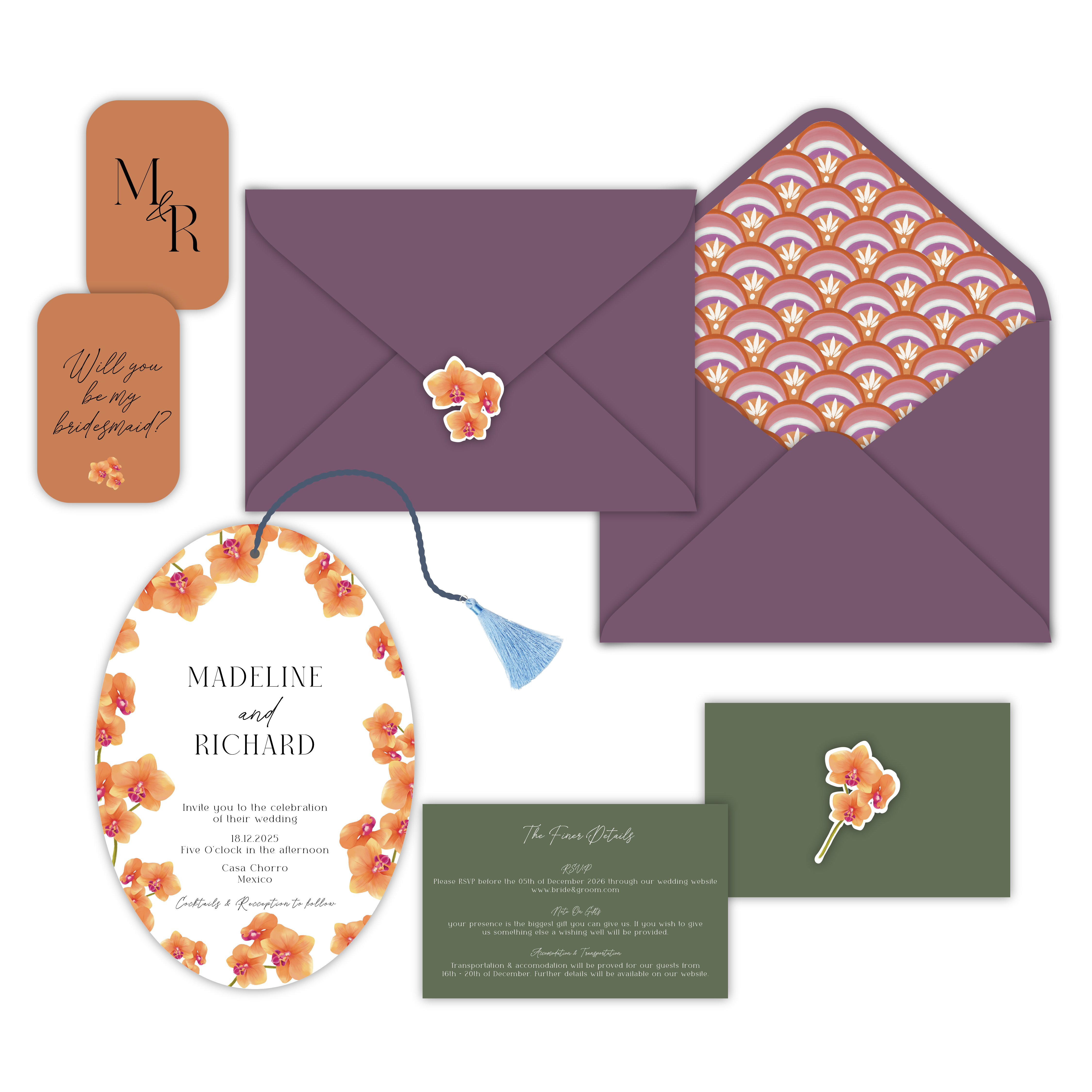 Custom illustrated wedding invitation — Shannon & Ben